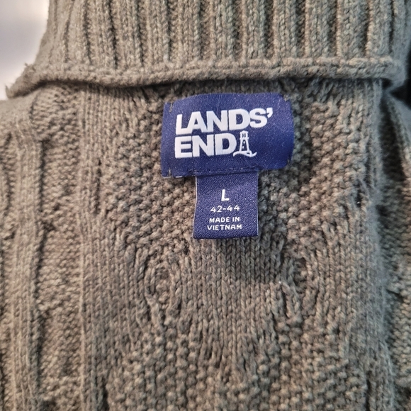 L.L.Bean Men's Olive Fisherman Cable Knit Sweater- Size L - Picture 12 of 14